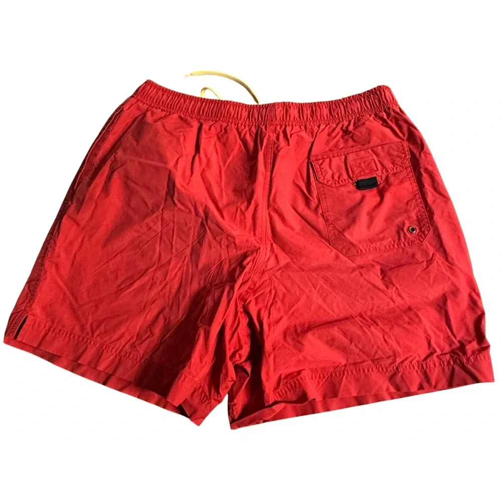 Polo Sport Ralph Lauren Mens Red Swim Trunks Shorts Yellow‎ Pony Logo Size L